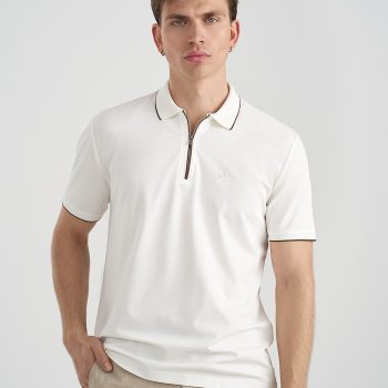 Polo MONTE NAPOLEONE Μονόχρωμη Jacquard Λευκό