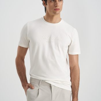 T-Shirt MONTE NAPOLEONE Λευκό με Λευκή Στάμπα