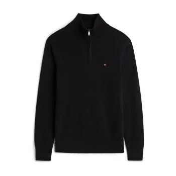 Πλεκτό TOMMY HILFIGER Pima Cotton Cashmere Zip Mock Μαύρο